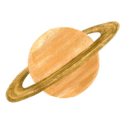 Saturn solar system planets illustration painting chalk art drawing style © glowonconcept