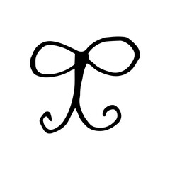 bow hand drawn in doodle style. holiday decor.