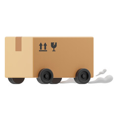 package delivery with wheel 3d illustration