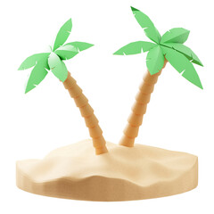 palm tree on the beach 3d illustration