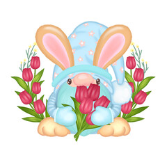 easter bunny with flowers.