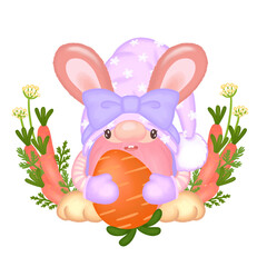 easter bunny with easter eggs.