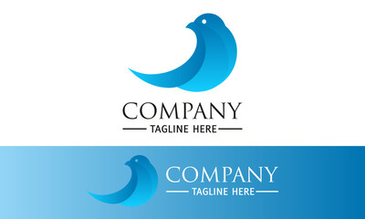 Blue Color Flying Bird Logo Design Concept