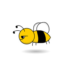 Obraz premium Cartoon illustration of a bee flying with shadow