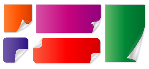 set of bent corners paper color elements for 

greeting cards. colorful curled page corners. 

curled sticker bent corner colorful. curled 

stickers set.
