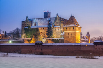 The Castle of the Teutonic Order located in the Polish town of Malbork, Pomeranian Voivodeship.