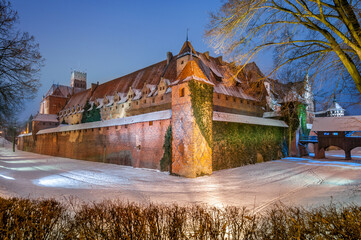 The Castle of the Teutonic Order located in the Polish town of Malbork, Pomeranian Voivodeship.