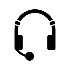 Audio, headphone icon. Black vector graphics.