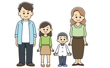 4人家族　全身　イラスト