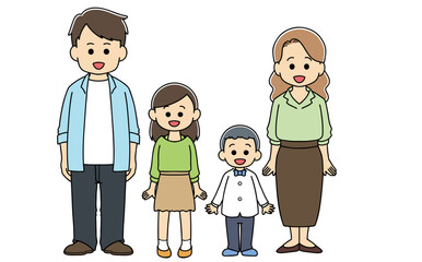 4人家族　全身　イラスト