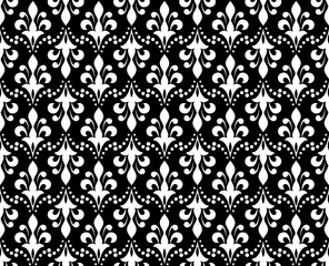 Flower geometric pattern. Seamless vector background. White and black ornament