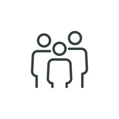 Thin Outline Icon Many Human Figures Next to Each Other, Three Persons. Such Line sign as Family, Meeting Men, Close People. Vector Isolated Pictograms for Web on White Background Editable Stroke.