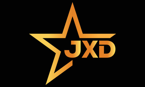 JXD golden luxury star icon three letter logo design vector template. royal logo | luxury logo | jewelry logo | premium logo | iconic logo | Victoria logo |	