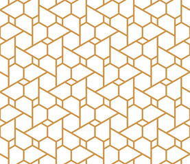 The geometric pattern with lines. Seamless vector background. White and gold texture. Graphic modern pattern. Simple lattice graphic design