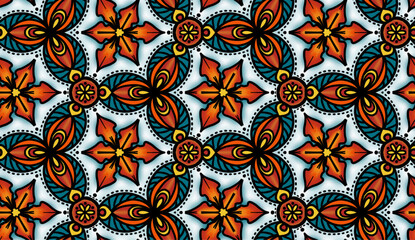 Geometric ethnic pattern seamless flower color. seamless pattern. Design for fabric,curtain,background,carpet,wallpaper,clothing,wrapping,Batik,mandalas,fabric,Vector illustration. pattern style.