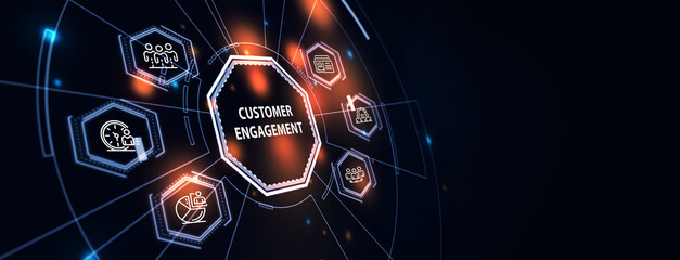 Business, Technology, Internet and network concept. Shows the inscription: CUSTOMER ENGAGEMENT. 3d illustration