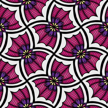 Geometric ethnic pattern seamless flower color. seamless pattern. Design for fabric,curtain,background,carpet,wallpaper,clothing,wrapping,Batik,mandalas,fabric,Vector illustration. pattern style.