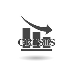 Global economic crisis icon with shadow