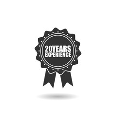 Twenty years experience icon with shadow