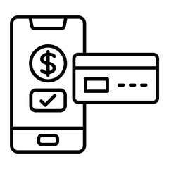 Smartphone Payment Line Icon