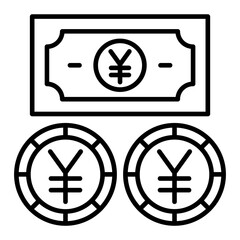 Yen Currency Line Icon