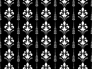 Flower geometric pattern. Seamless vector background. White and black ornament