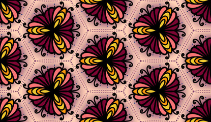 Geometric ethnic pattern seamless flower color. seamless pattern. Design for fabric,curtain,background,carpet,wallpaper,clothing,wrapping,Batik,mandalas,fabric,Vector illustration. pattern style.