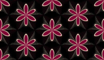 Geometric ethnic pattern seamless flower color. seamless pattern. Design for fabric,curtain,background,carpet,wallpaper,clothing,wrapping,Batik,mandalas,fabric,Vector illustration. pattern style.