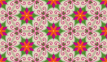 Geometric ethnic pattern seamless flower color. seamless pattern. Design for fabric,curtain,background,carpet,wallpaper,clothing,wrapping,Batik,mandalas,fabric,Vector illustration. pattern style.