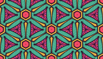 Geometric ethnic pattern seamless flower color. seamless pattern. Design for fabric,curtain,background,carpet,wallpaper,clothing,wrapping,Batik,mandalas,fabric,Vector illustration. pattern style.