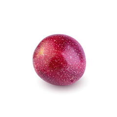 Whole passionfruit and a half of maracuya isolated on white background.