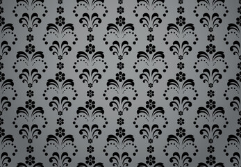Flower geometric pattern. Seamless vector background. Black and gray ornament. Ornament for fabric, wallpaper, packaging. Decorative print