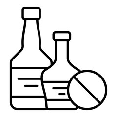 No Alcohol Line Icon