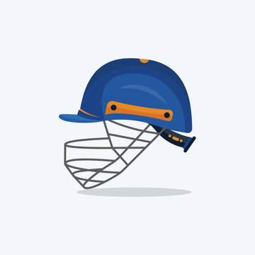 Best Left Site Cricket Helmet Illustrations Design, Dark Blue Color With Clip Art And Premium Vector Downloadable. 