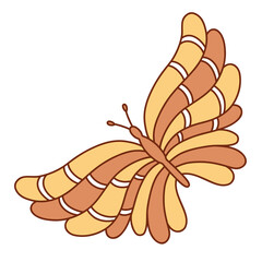 Retro groovy butterfly. Vector illustration.
