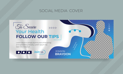 Minimalist  medical healthcare services Social Media Facebook Cover design or corporate web timeline banner template