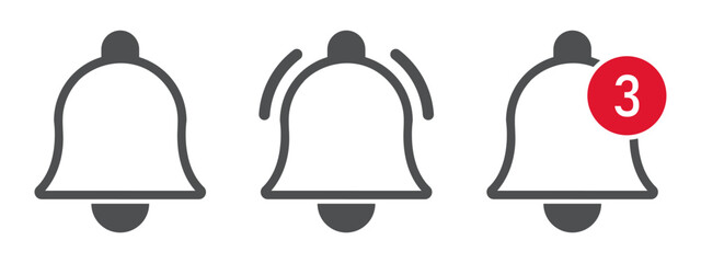 black notification bell vector icon on white