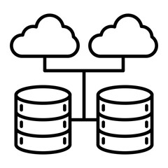 Cloud Database Line Icon