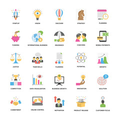 Collection of Business Management Flat Icons


