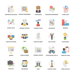 Pack of Business Management Elements Flat Icons

