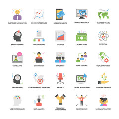 Business Management and Growth Flat Icons Set

