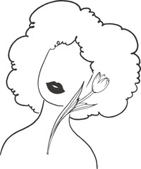 Surreal Faces Continuous line, drawing of set faces and hairstyles, fashion concept, woman's beauty, minimalist,  - obrazy, fototapety, plakaty