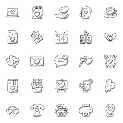 Doodle Icon set of Love and Romance


