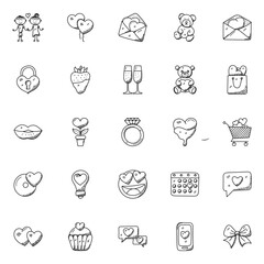Doodle Icon Set of Romance and Valentine 

