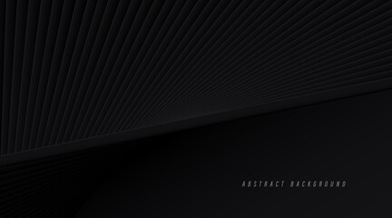 Obraz premium Abstract black diagonal stripes background with shadow. 3D stripes texture. Modern banner template design. Suit for banner, poster, business, cover, presentation, flyer, website. Vector illustration