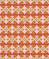 Abstract Psychedelic Retro Flowers Seamless Pattern Cross Stitch Shaped Multicolor Florals Perfect for Allover Fabric Print or Wrapping Paper