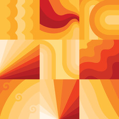 Autumn retro background set with orange and red gradient. Vintage background vector desing.