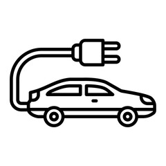 Electric Car Line Icon