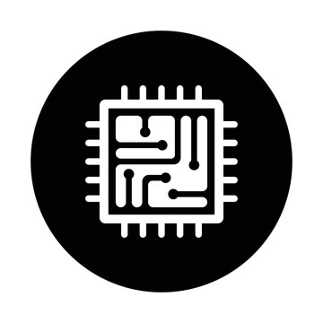 recommend clip art: Board, chip, circuit, computer icon. Black vector graphics.