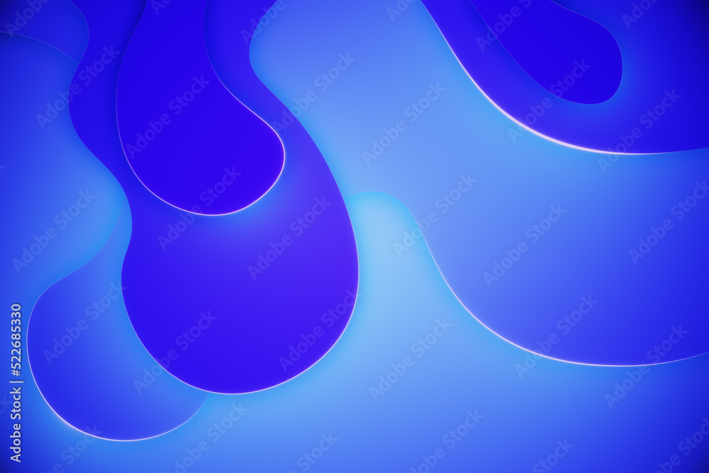 Aufkleber creative blue fantasy backdrop with waves and lines. design and landing page concept. 3d rendering.